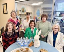 Right, North Mississippi Medical Center-Hamilton Administrator Cathy Mitchell, center, celebrates the reopening of the hospital gift shop with Marion Regional Auxiliary volunteers, from left, Belinda McRae, Linda Potts, Pamela Perkerson, Shelia Wiginton and Belva Wiginton. The gift shop is currently open to the public from 9 a.m. to noon Monday through Friday.